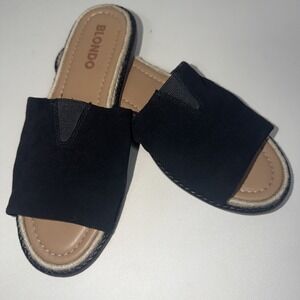 Blondo Suede‎ Slide Sandals Womens 8 Black Espadrille Slip On